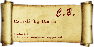 Cziráky Barna névjegykártya